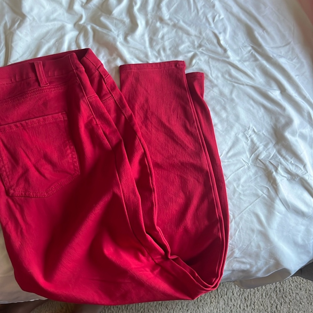 Straight leg leggings. Red. Worn once or twice to work.